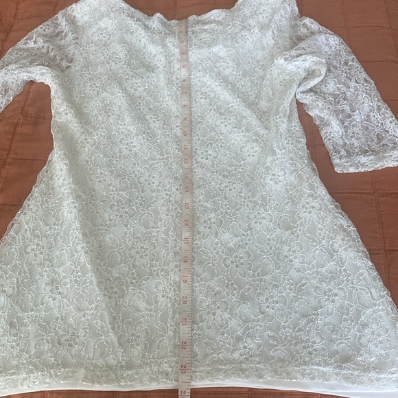 La vanya ivory blouse for woman medium size 3/4 sleeve with silver lace overlay - Picture 7 of 8